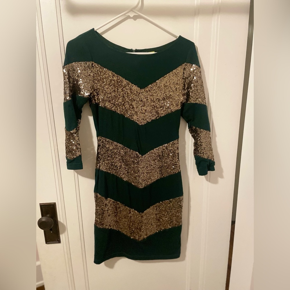 Gianni Bini dress, green and gold, size XS, worn once